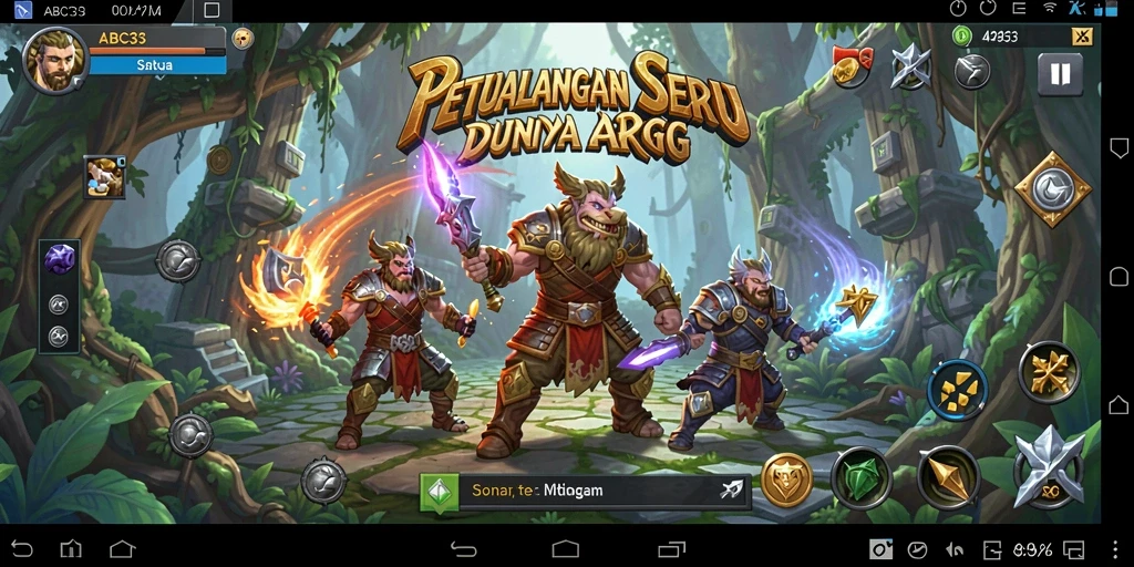 Screenshot utama menampilkan aksi pertempuran seru di dunia ARPG ABC33.
