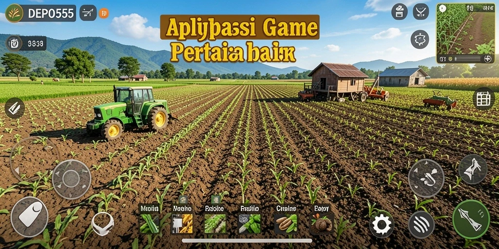 Screenshot DEPO555 menampilkan momen seru dalam bertani.