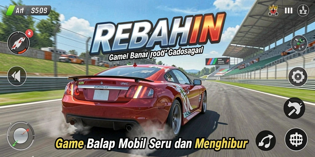 Gameplay seru dalam balapan mobil REBAHIN yang penuh tantangan.