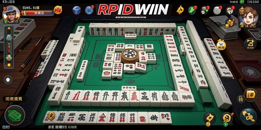 Screenshot gameplay RPIDWIN menampilkan aksi seru dalam menyusun ubin Mahjong.