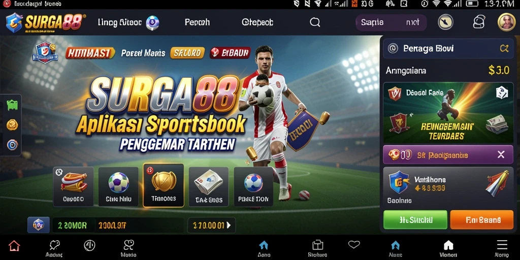 Tampilan utama gameplay Sportsbook SURGA88 dengan taruhan langsung.