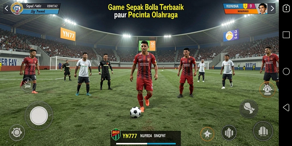 Tangkapan layar gameplay YN777 yang mendebarkan saat pertandingan sepak bola.